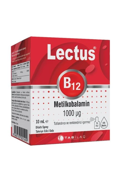 Lectus B12 Metilkobalamin Dilaltı Sprey 10 ml ürün görseli 1