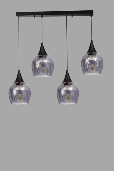 Lumexx ENZO 4 LÜ SIRALI SİYAH FÜME CAMLI SARKIT - Resim 3