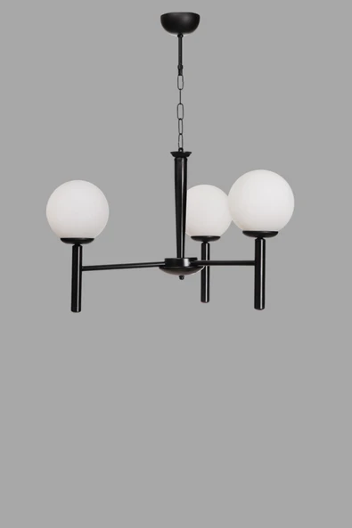 Lumexx LUKE 3 LÜ SİYAH BEYAZ CAMLI AVİZE - Resim 3