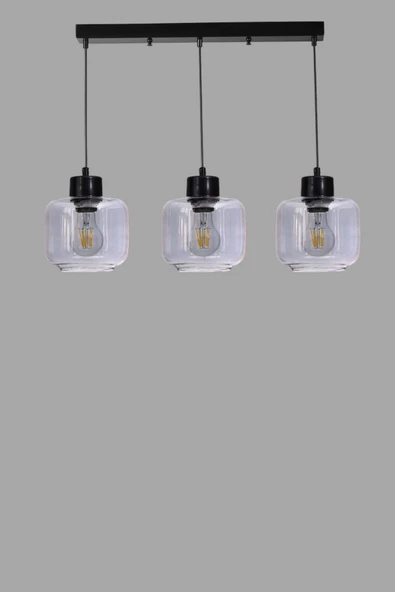 Lumexx PARLA 3 LÜ SIRALI SİYAH FÜME CAMLI SARKIT - Resim 3