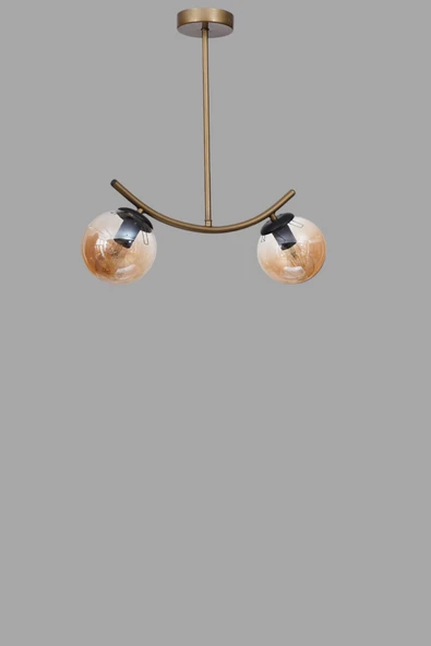 Lumexx VELVET 2 Lİ ESKİTME BAL CAMLI PLAFONYER AVİZE - Resim 3