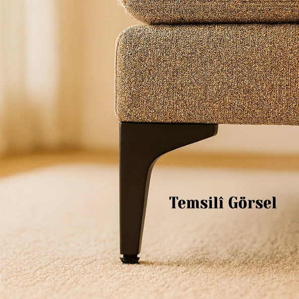 Dekor 12 cm Siyah 4'lü Set Metal Mobilya Ayağı Modern Tasarım Koltuk Sehpa Masa TV Ünitesi Uyumlu - Resim 6