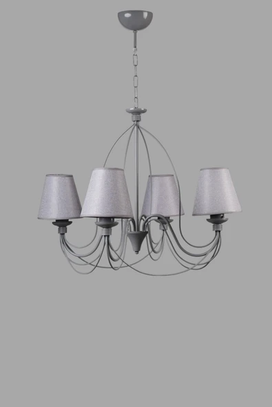 Lumexx BERFİN 4 LÜ GRİ HASIR GRİ ABAJRULU AVİZE - Resim 3