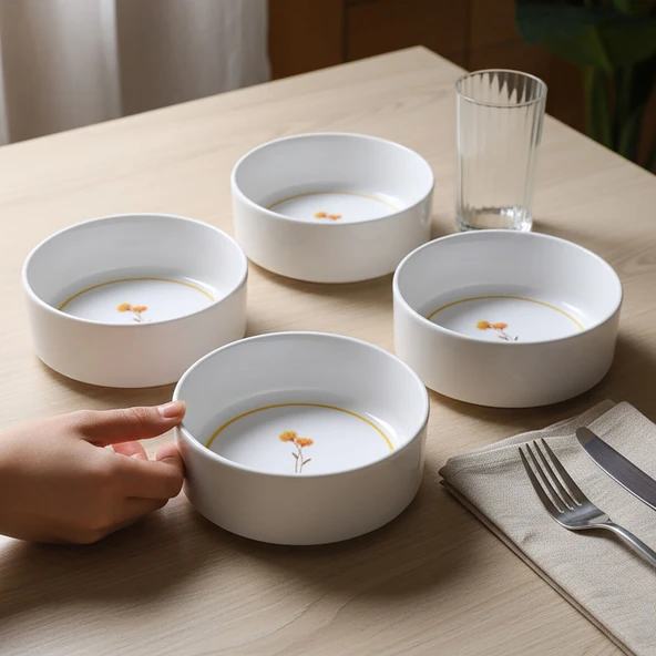 GÜRAL PORSELEN Paris Flower  4 Parça 12 cm Kase 29554 - Resim 2