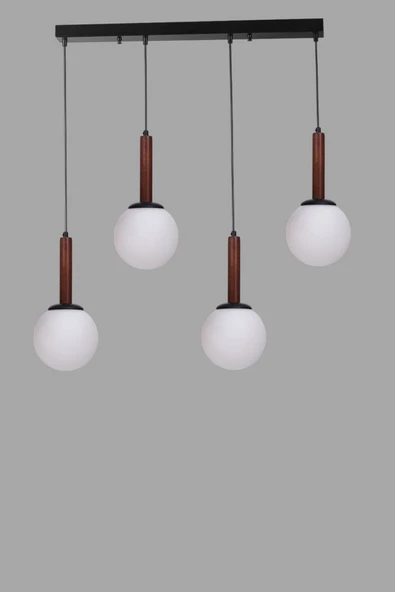 Lumexx IŞIL 4 LÜ SIRALI CEVİZ BEYAZ CAMLI SARKIT - Resim 3