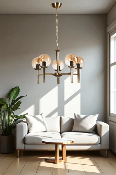 Lumexx LUKE 5 Lİ ESKİTME BAL CAMLI AVİZE ürün görseli