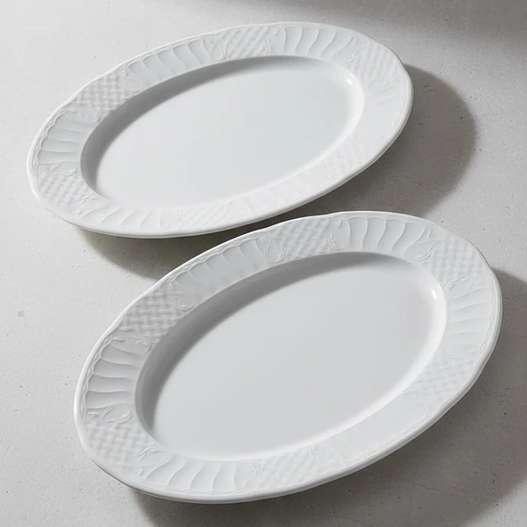 GÜRAL PORSELEN Sembol 2 Parça 35 cm Kayık Tabak - Resim 5
