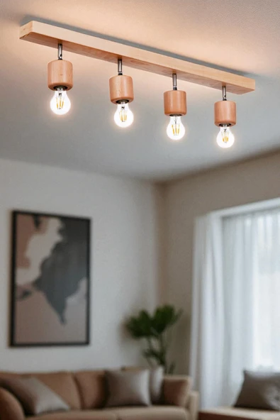 Lumexx PAMELA 4 LÜ SIRALI NATUREL PLAFONYER AVİZE ürün görseli