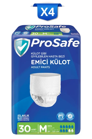 Külotlu Yetişkin Hasta Bezi Emici Külot Orta (M) 30'lu X4 ürün görseli
