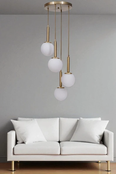 Lumexx SEZGİ 4 LÜ TEPSİLİ ESKİTME BEYAZ CAMLI SARKIT ürün görseli