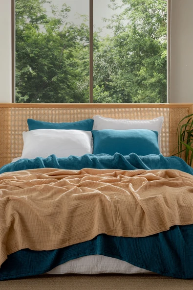 Rayme Textile Müslin Yatak Örtüsü Ultra Yumuşak Yüksek Kaliteli 4 Kat Muslin Pike (Tek Kişilik (240x280 cm) - Resim 3