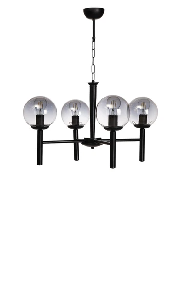 Lumexx LUKE 4 LÜ SİYAH FÜME CAMLI AVİZE - Resim 2