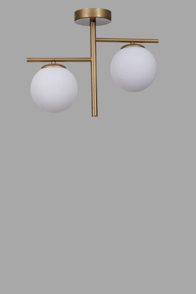 Lumexx TERRA 2 Lİ ESKİTME BEYAZ CAMLI PLAFONYER AVİZE - Resim 3