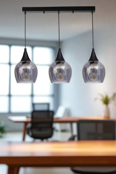 Lumexx ENZO 3 LÜ SIRALI SİYAH FÜME CAMLI SARKIT ürün görseli