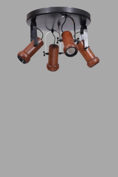 Lumexx PASCAL 4 LÜ TEPSİLİ CEVİZ PLAFONYER AVİZE - Resim 3