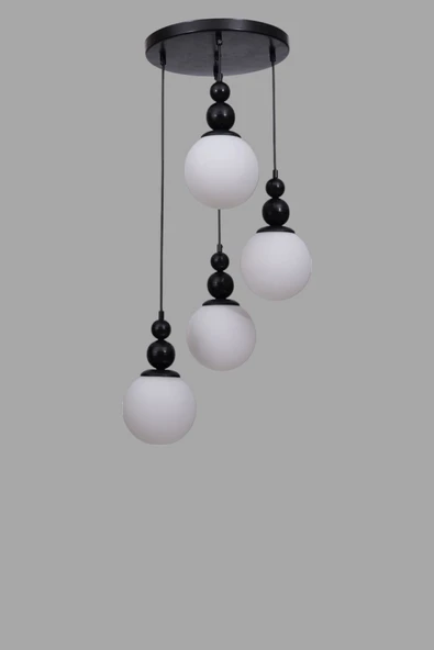 Lumexx YAREN 4 LÜ TEPSİLİ SİYAH BEYAZ CAMLI SARKIT - Resim 3