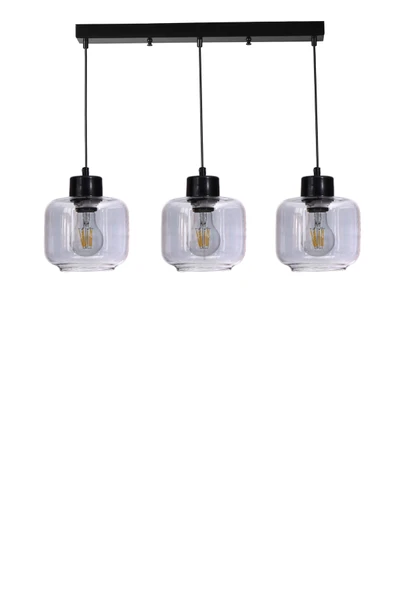 Lumexx PARLA 3 LÜ SIRALI SİYAH FÜME CAMLI SARKIT - Resim 2