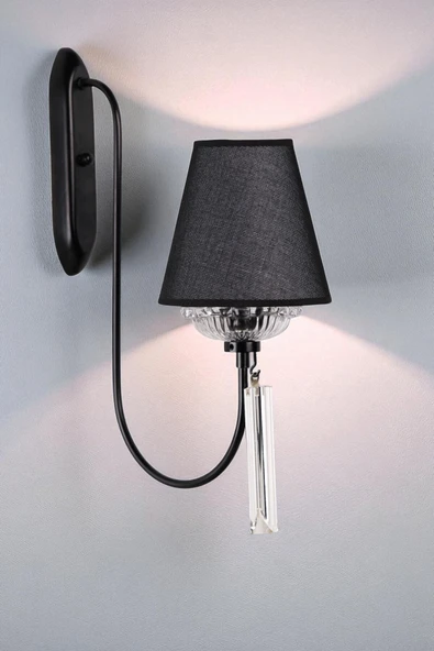 Lumexx KONTES SİYAH HASIR SİYAH ABAJURLU APLİK ürün görseli