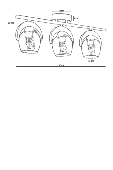Lumexx HELENA 3 LÜ SIRALI BAL CAMLI PLAFONYER AVİZE - Resim 4