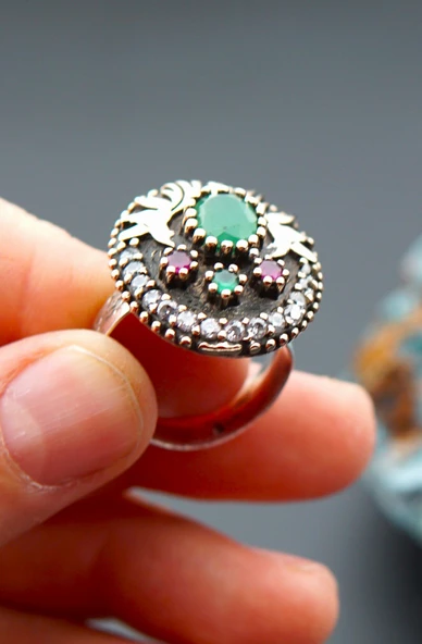 925 Ayar Gümüş ve Piriinç Kadın Yüzük sy00097 ürün görseli 1