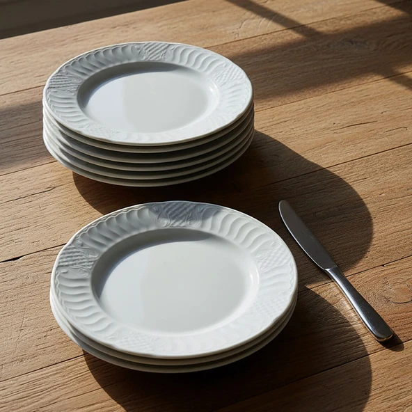 GÜRAL PORSELEN Sembol 6 Parça 20 cm Pasta Tabağı - Resim 4