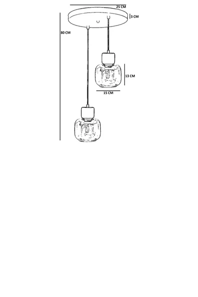 Lumexx LİDYA 2 Lİ TEPSİLİ SİYAH BAL CAMLI SARKIT - Resim 4