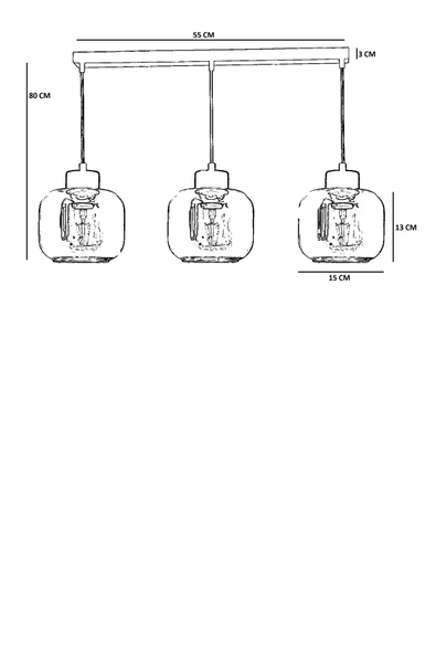 Lumexx PARLA 3 LÜ SIRALI ESKİTME BAL CAMLI SARKIT - Resim 4
