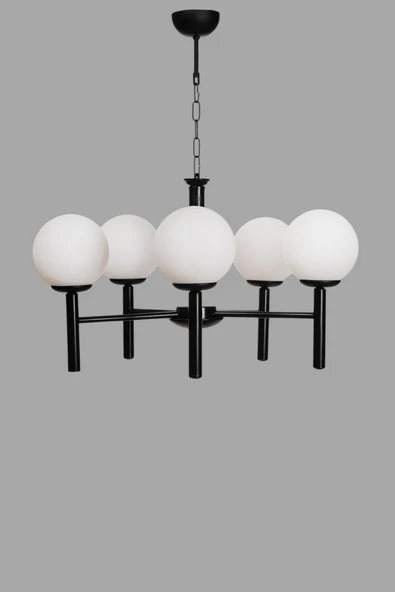 Lumexx LUKE 5 Lİ SİYAH BEYAZ CAMLI AVİZE - Resim 3