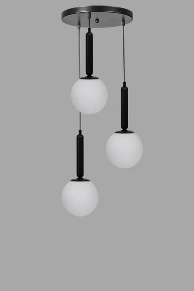 Lumexx SEZGİ 3 LÜ TEPSİLİ SİYAH BEYAZ CAMLI SARKIT - Resim 3