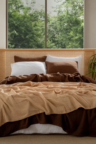 Rayme Textile Müslin Yatak Örtüsü Ultra Yumuşak Yüksek Kaliteli 4 Kat Muslin Pike (Tek Kişilik (240x280 cm) - Resim 3