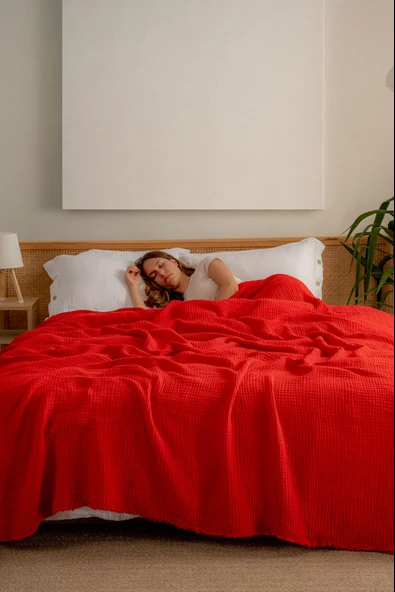 Rayme Textile Müslin Yatak Örtüsü Ultra Yumuşak Yüksek Kaliteli 4 Kat Muslin Pike (Tek Kişilik (240x280 cm) - Resim 6