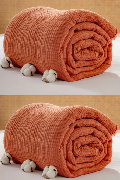 Rayme Textile Müslin Yatak Örtüsü Ultra Yumuşak Yüksek Kaliteli 4 Kat Muslin Pike (Tek Kişilik (240x280 cm) - Resim 4