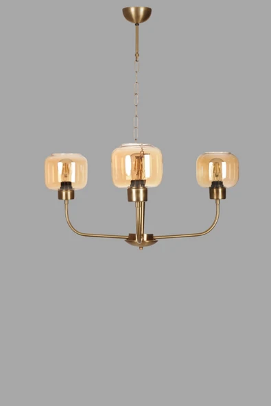 Lumexx APOLLO 3 LÜ ESKİTME BAL CAMLI AVİZE - Resim 3