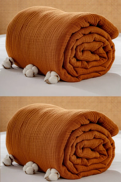 Rayme Textile Müslin Yatak Örtüsü Ultra Yumuşak Yüksek Kaliteli 4 Kat Muslin Pike (Tek Kişilik (240x280 cm) - Resim 2