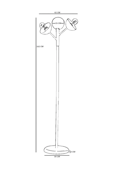 Lumexx KÜRE 3 LÜ GRİ LAMBADER METAL BAŞLIKLI - Resim 4