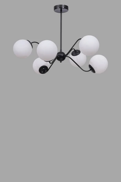 Lumexx YENİ AHTAPOT 6 LI SİYAH BEYAZ CAMLI AVİZE - Resim 3