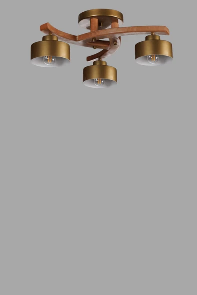Lumexx WESTON 3 LÜ NATUREL METAL BAŞLIKLI PLOFONYER AVİZE - Resim 3