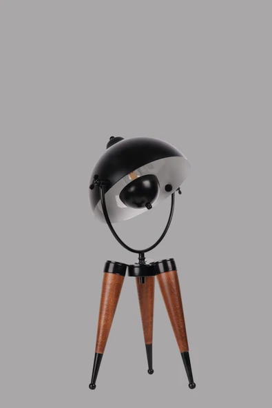 Lumexx YENİ STİL CEVİZ SİYAH RETRO BAŞLIKLI MASA LAMBASI - Resim 4