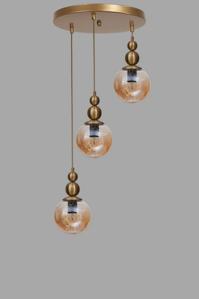 Lumexx YAREN 3 LÜ TEPSİLİ ESKİTME BAL CAMLI SARKIT - Resim 3