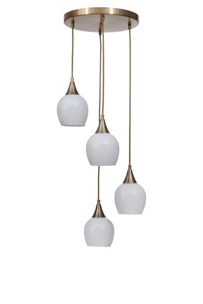 Lumexx ENZO 4 LÜ TEPSİLİ ESKİTME BEYAZ CAMLI SARKIT - Resim 2