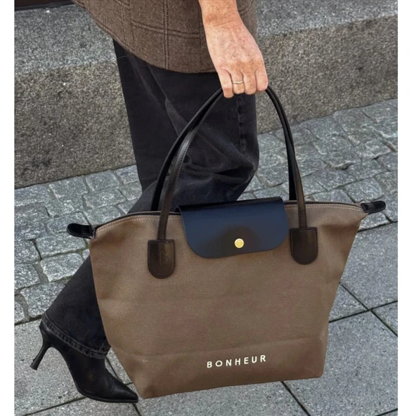BONHEUR N 7 Kanvas Çanta- Mocha Cream - 5