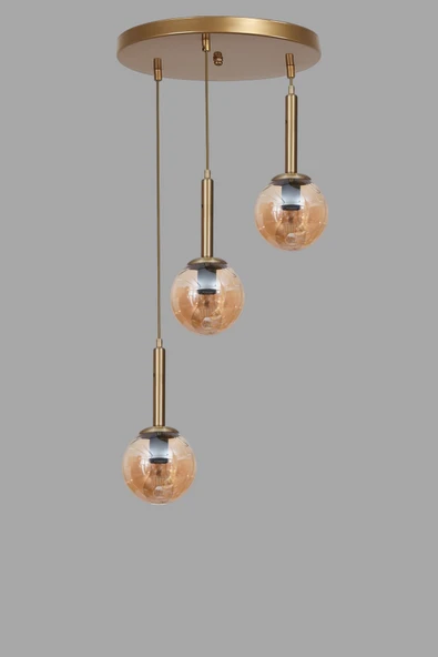 Lumexx SEZGİ 3 LÜ TEPSİLİ ESKİTME BAL CAMLI SARKIT - Resim 3