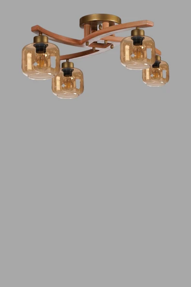 Lumexx WESTON 4 LÜ NATUREL BAL CAMLI PLOFONYER AVİZE - Resim 3