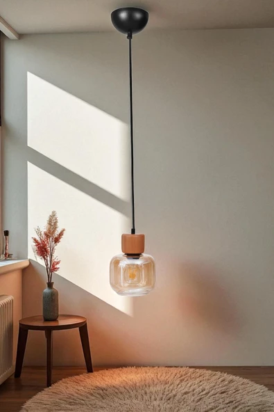 Lumexx LİDYA TEKLİ SİYAH BAL CAMLI SARKIT ürün görseli