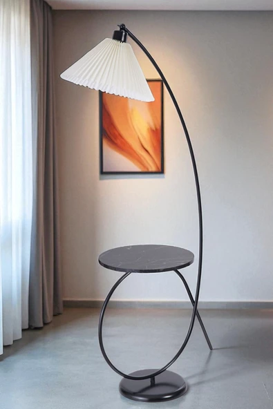 Lumexx KAYA SEHBALI SİYAH LAMBADER PİLELİ KREM ABAJURLU ürün görseli