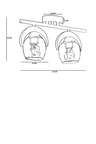 Lumexx HELENA 2 Lİ SIRALI BEYAZ CAMLI PLAFONYER AVİZE - Resim 4
