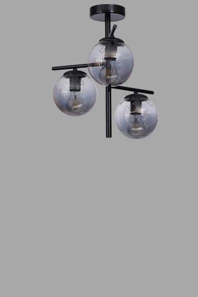 Lumexx TERRA 3 LÜ SİYAH FÜME CAMLI PLAFONYER AVİZE - Resim 3