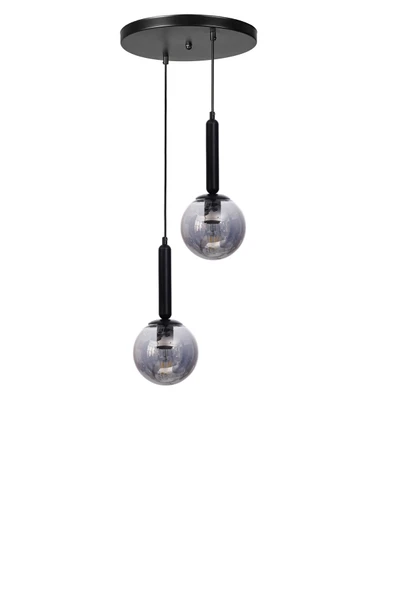 Lumexx SEZGİ 2 Lİ TEPSİLİ SİYAH FÜME CAMLI SARKIT - Resim 2