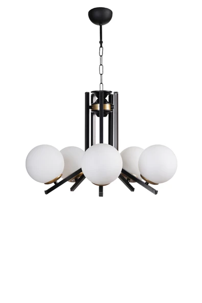 Lumexx YENİ RUBY 5 Lİ SİYAH BEYAZ CAMLI AVİZE - Resim 2