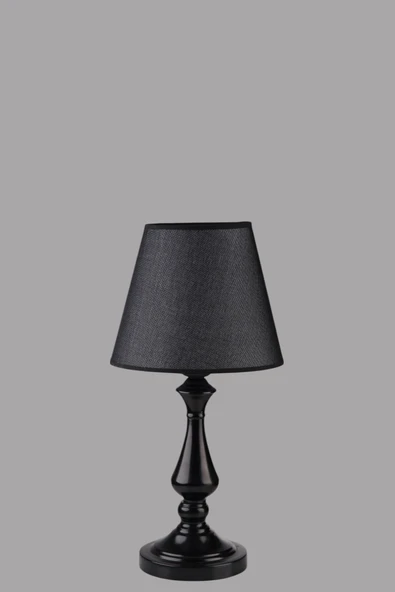 Lumexx MEGAN SİYAH PRAMİT HASIR SİYAH ABAJURLU MASA LAMBASI - Resim 4